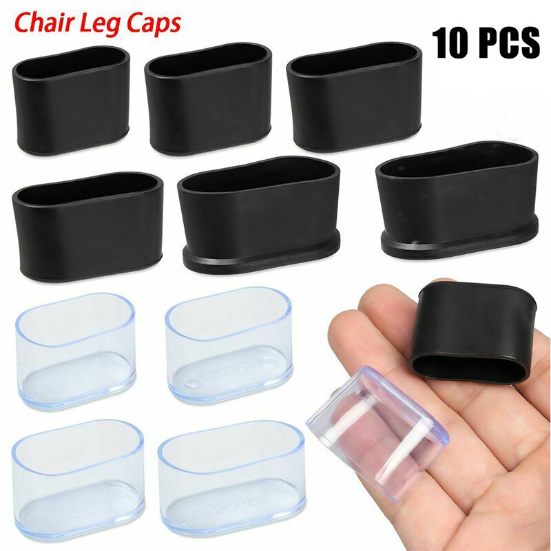 10x Non-Slip Oval Chair Leg Cap Feet Protector Pads Silicone Furniture Table Covers Socks Dust Cover Leveling Feet Round Botto