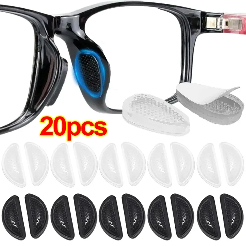 Coussinets en silicone pour lunettes en antarctique, coussin d'air antidérapant doux, support en antarctique, autocollant auto-adhésif invisible transparent, accessoires pour lunettes