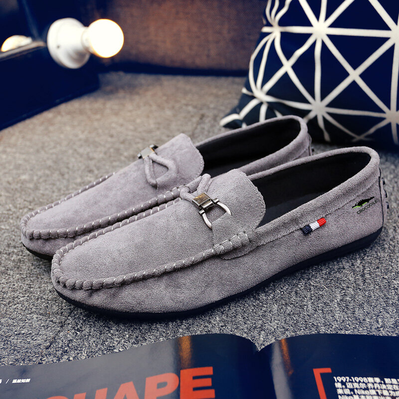 Casual men's shoes grey comfortable breathable loafers shoes for men crocodile shoes