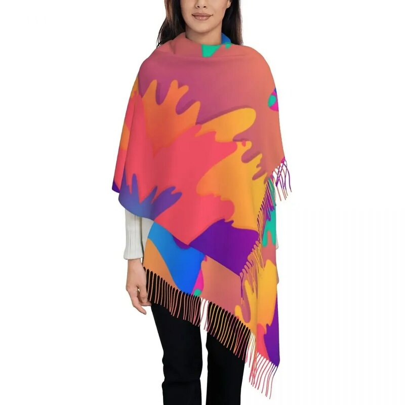Syal warna-warni abstrak dan pembungkus untuk gaun malam pakaian wanita