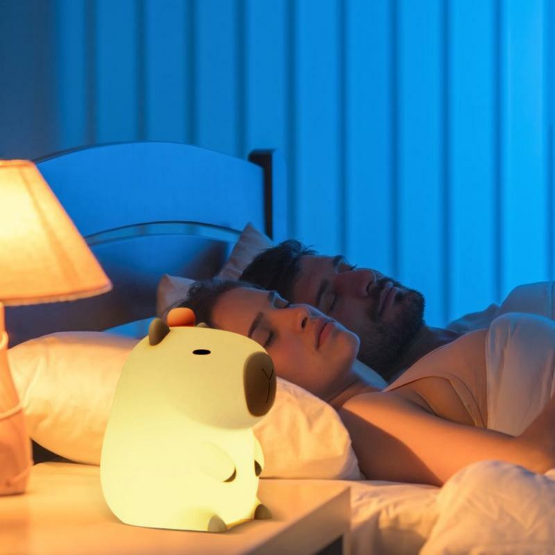 Silicone Capybara Night Light for Kids, Lâmpada de Animal Bonito, Lâmpada de Toque, Sala de Estar, Quarto, Decoração de Casa