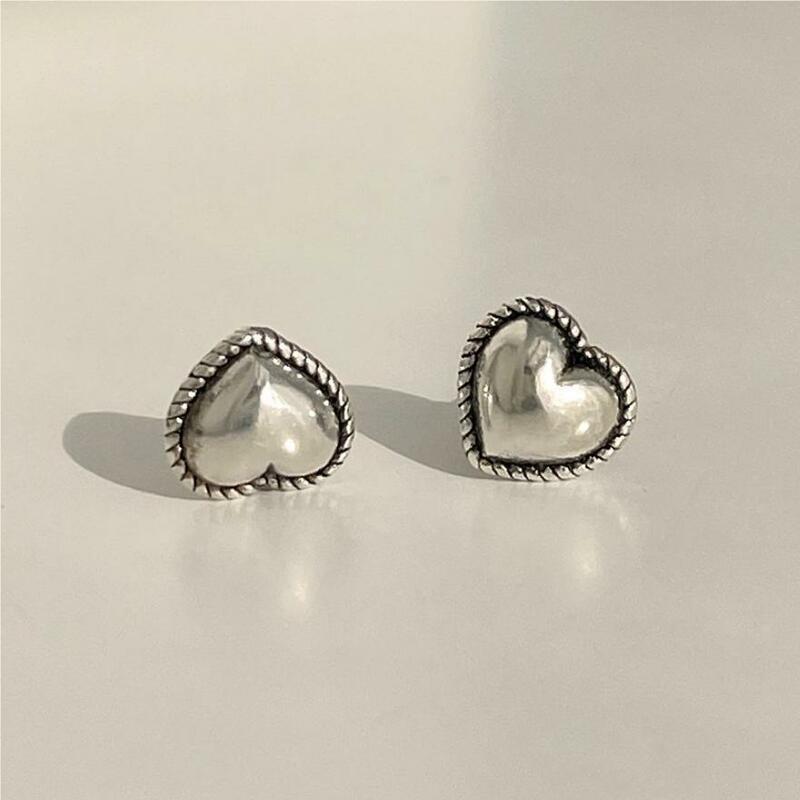 925 Sterling Silver Vintage Heart Earrings For Women Trendy Earring Jewelry Prevent Allergy Party Accessories Gift