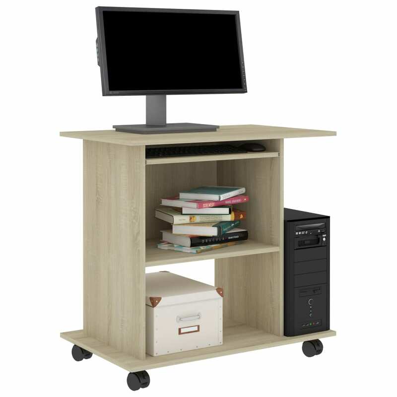 Mesa do computador sonoma carvalho 31.5 "x 19.7" x 29.5 "engenharia de madeira estudo mesa de escritório em casa móveis