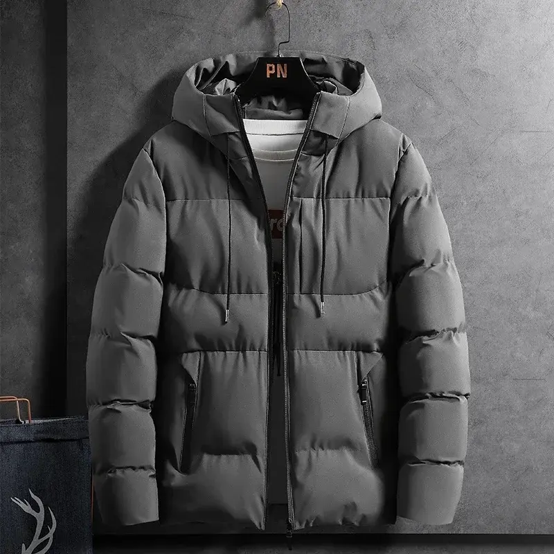 Зимняя мужская куртка-бомбер с капюшоном, Повседневная Осенняя парка, утепленная мужская модная одежда, новинка 2024, уличная одежда, пальто с хлопковой подкладкой