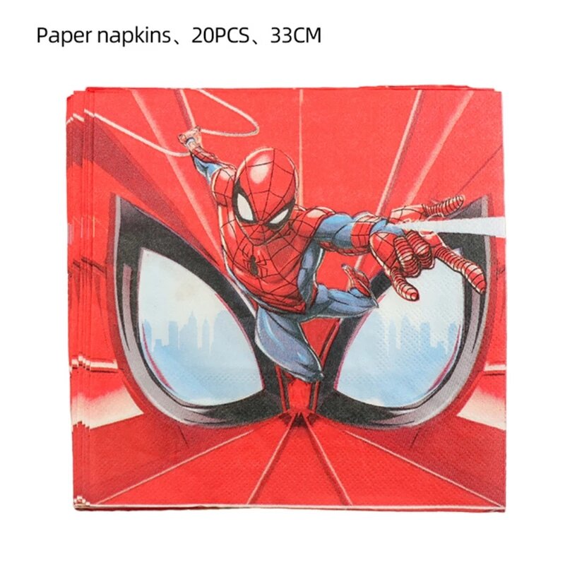 Spiderman Birthday Party Supplies Superhero Disposable Tableware Cup Napkin Tablecloth Plate Balloon for Kids Boys Baby Shower
