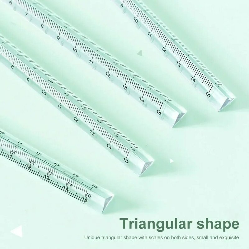 Regla recta Triangular transparente Simple, herramientas Kawaii, papelería, dibujo de dibujos animados, regalo, oficina, escuela, medición, 15cm