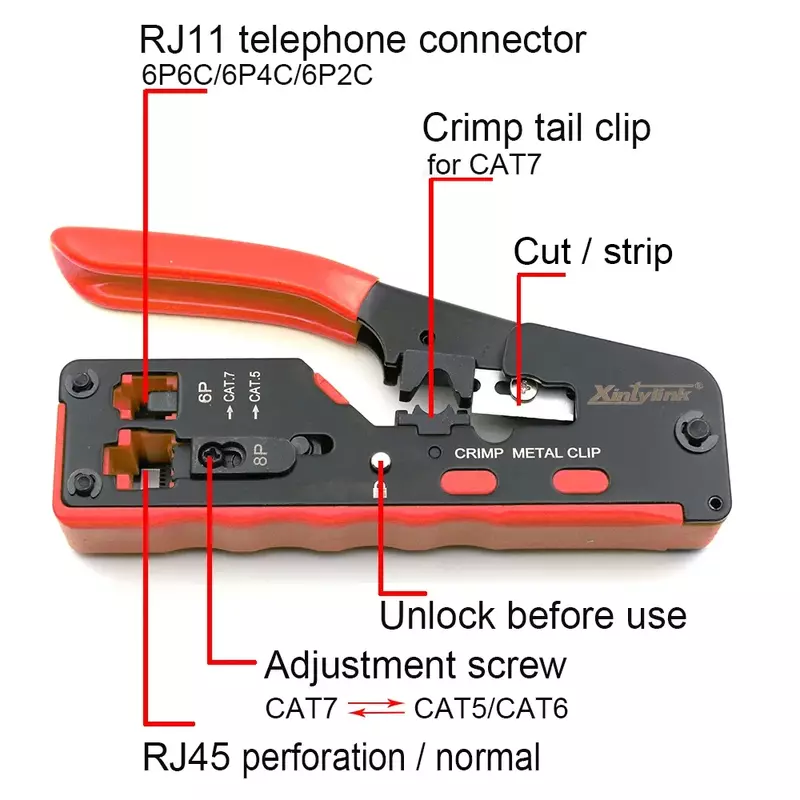 Neue 2024 cat5 cat6 cat6a cat7 cat8 Crimp zange rj45 Crimper Netzwerk Werkzeug Stripper Cutter Ethernet Kabel klemme LAN Kit Streifen