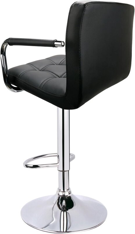 เก้าอี้สตูลเสือดาวปรับได้พร้อมที่วางแขนเย็บคู่หลังสี่เหลี่ยมพร้อมเก้าอี้แกนหลังชุด2ชิ้น (สีดำ)