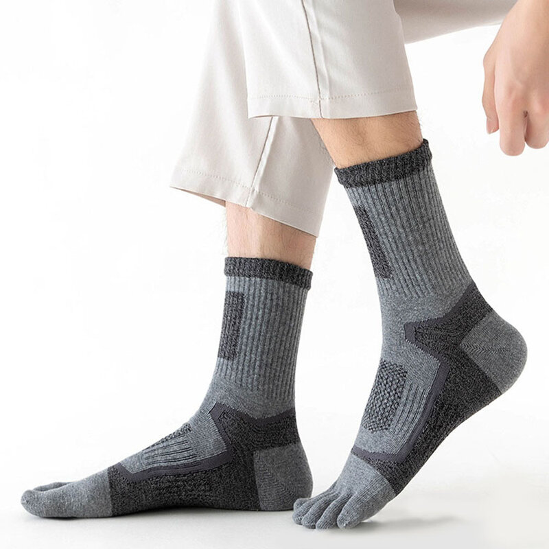 Спортивные носки, короткие носки с пятью пальцами, эластичные дышащие зимние уличные удобные для кожи повседневные спортивные носки, мужские носки
