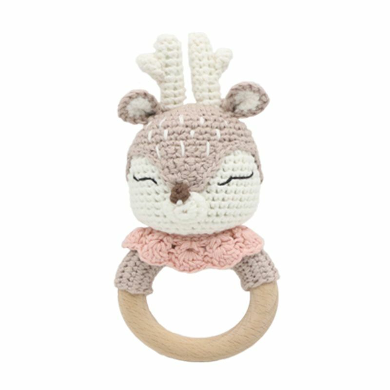 Crochet Animal Rattle Toy Soother Bracelet  Teether Ring Toy Baby Product Infant Pram Crib  Toy Newborn Gift Dropshipping