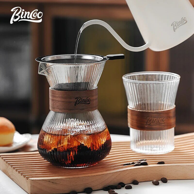 Bincoo-taza de café de vidrio con posavasos, vasos transparentes para agua, té, leche, zumo, Bar, cafetería, cocina, 400ml