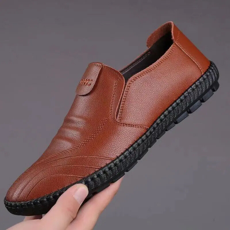 Outdoor Leather Men Shoes Casual Business Leather Shoes Men Oxfords Retro Quality Soft Skin Comfortable Slip On Shoe Men Flats