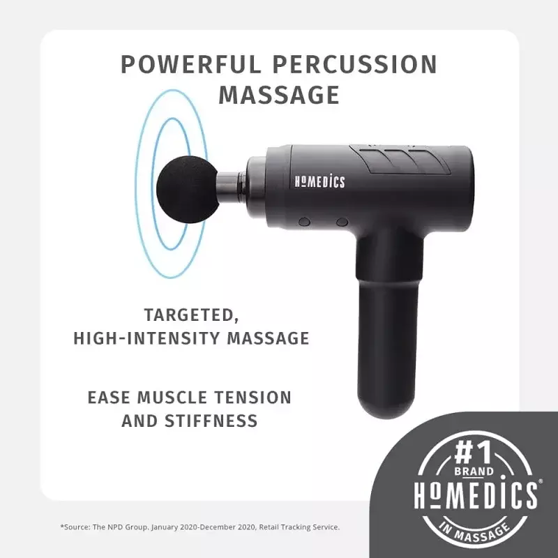 HoMedics Active Fit  Prime Percussion Massage Gun , Cordless, Rechargeable, Targeted Deep-Tissue Massage