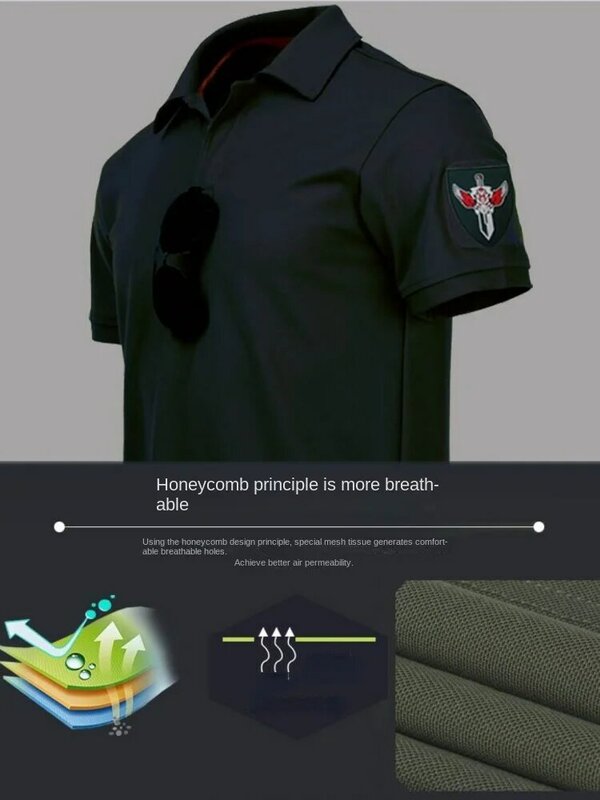 Men's Summer Tactical Set Quick-drying Breathable Lapel Polo Shirts Multi-pocket Lightweight Waterproof Cargo Shorts Male Suit