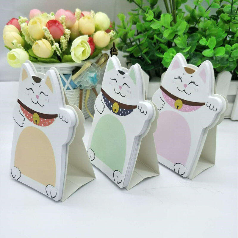 1~5PCS Kwaii fortune Cat memo pad Table notes stationery office supplies School supplies creative notebooks writing pads