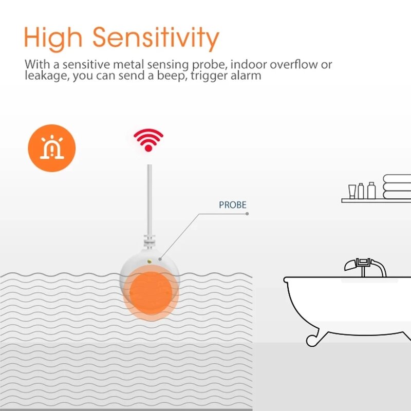 Zigbee Tuya Sensor air Tuya App, Remote Control cerdas terkait dengan katup Tuya perlindungan terhadap kebocoran air