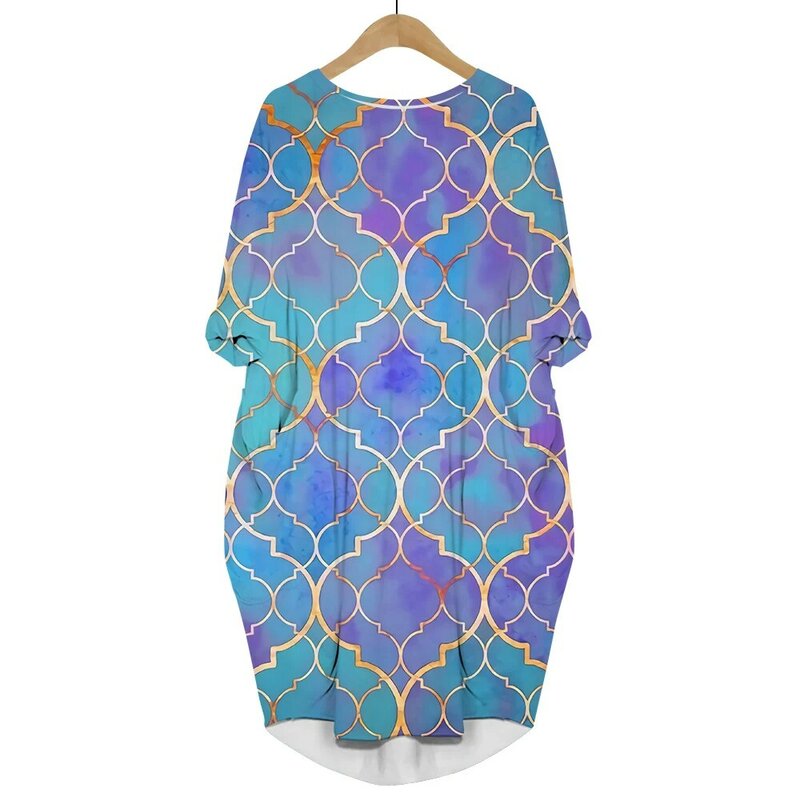 CLOOCL 여성용 격자 스플라이싱 드레스, 3D 프린트 긴팔 스커트, 여성 스트리트웨어, 하라주쿠 여성 포켓 드레스, 패션
