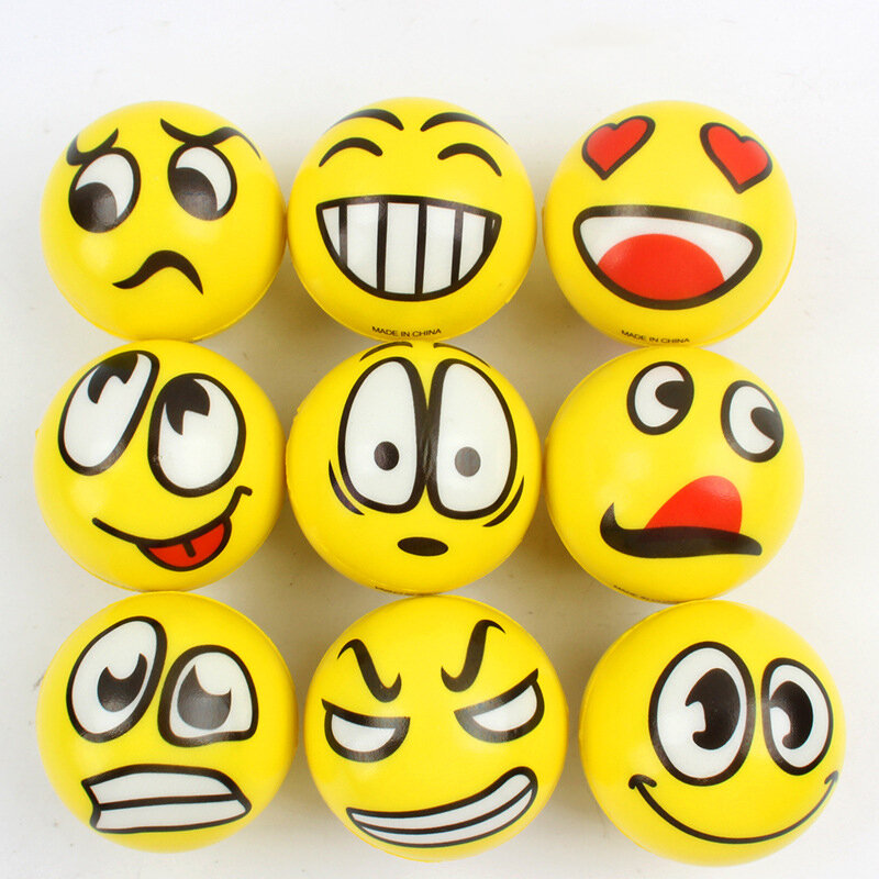 6 pz/lotto 6.3cm Smile Face Foam Ball Squeeze Stress Ball Outdoor Sports Relief Toy Hand Wrist Exercise PU Toy Balls For Children