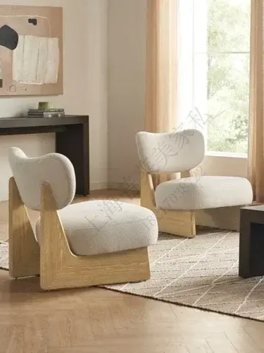 Kursi Sofa kursi tunggal kayu polos sederhana gaya Jepang desainer ruang tamu kamar tidur balkon