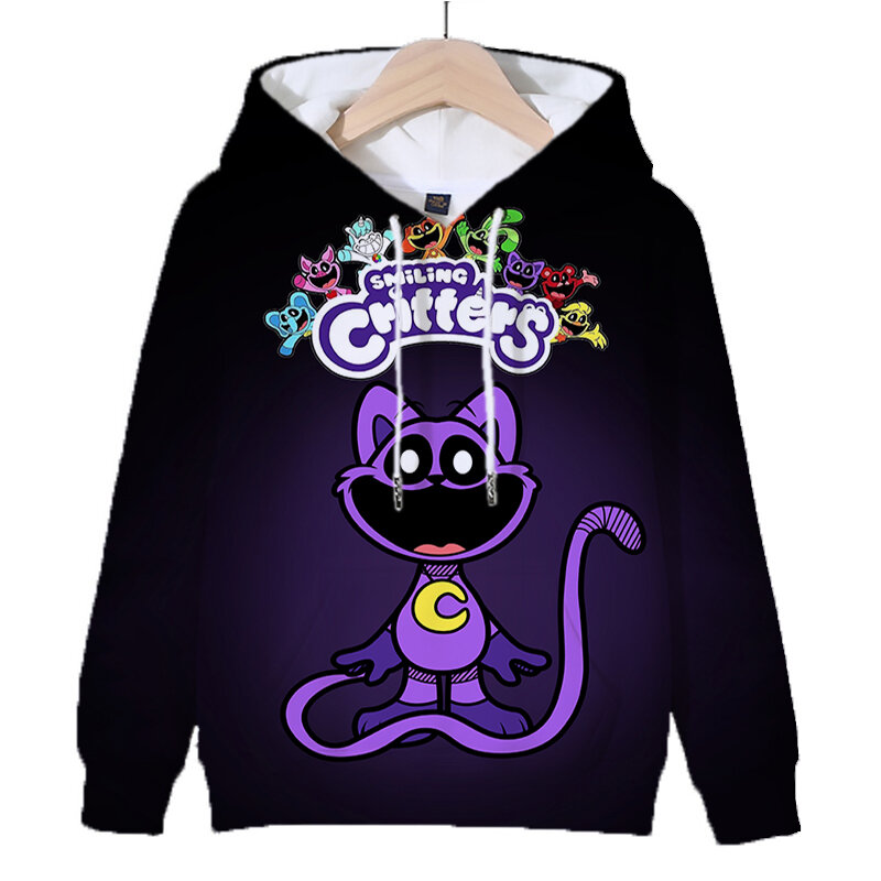 Game Smiling Critters Print Hoodies Sweatshirt Autumn Hooded Pullover Boys Girls Clothes y2k Sudadera Casual Hoodie Kids Clothes