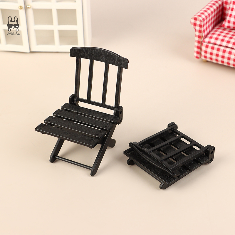 Dollhouse Mini Foldable Beach Chair, Dollhouse Model, Outdoor Casual Chair, Furniture Accessories, 1:12