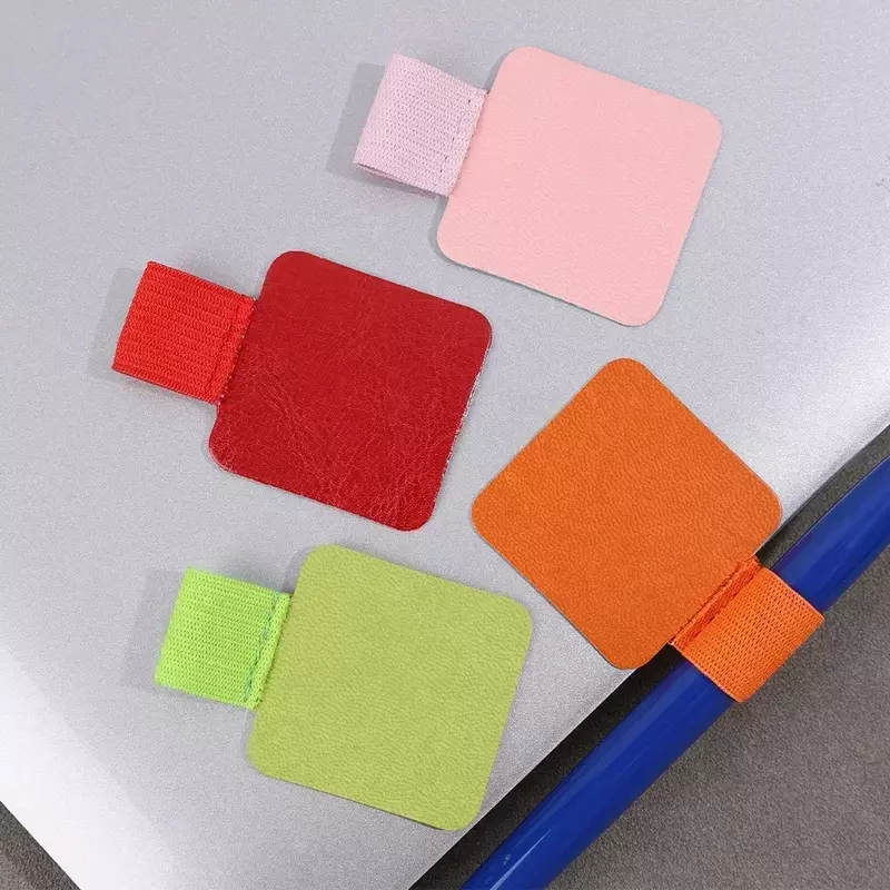 6-1 buah tempat pena loop tempat pensil merekat sendiri bantalan kulit PU untuk Stylus buku pensil notebook antihilang lingkaran elastis anti-jatuh