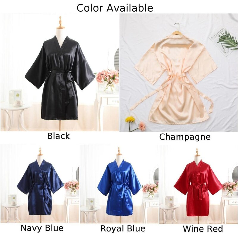 InjSatin-Robe Longue en Forme de Kimono pour Homme, Vêtement de Nuit Décontracté, Couleur Unie, Type Peignoir, Pyjama