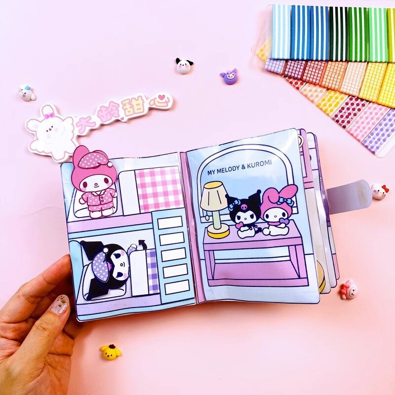 Sanrio Kuromi Cinnamoroll Quiet Book My Melody Handmade DIY Children's Toys Development Hands on Ability Girl's Birthday Gift