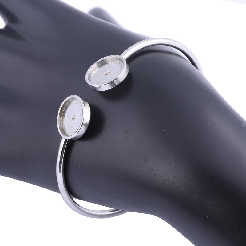 Brazalete flexible de acero inoxidable, accesorios para fabricación de joyas, 5 unidades, 12mm