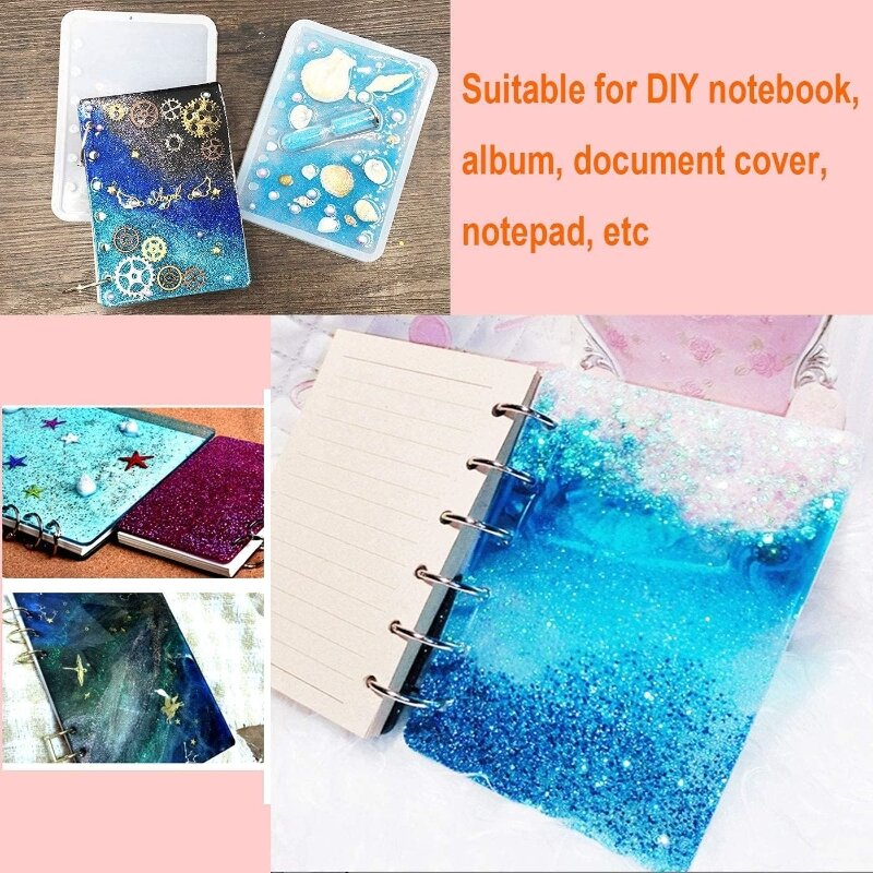 Cristal cola epóxi Notebook molde, DIY, capa do manual, molde de silicone, A5, A6, A7