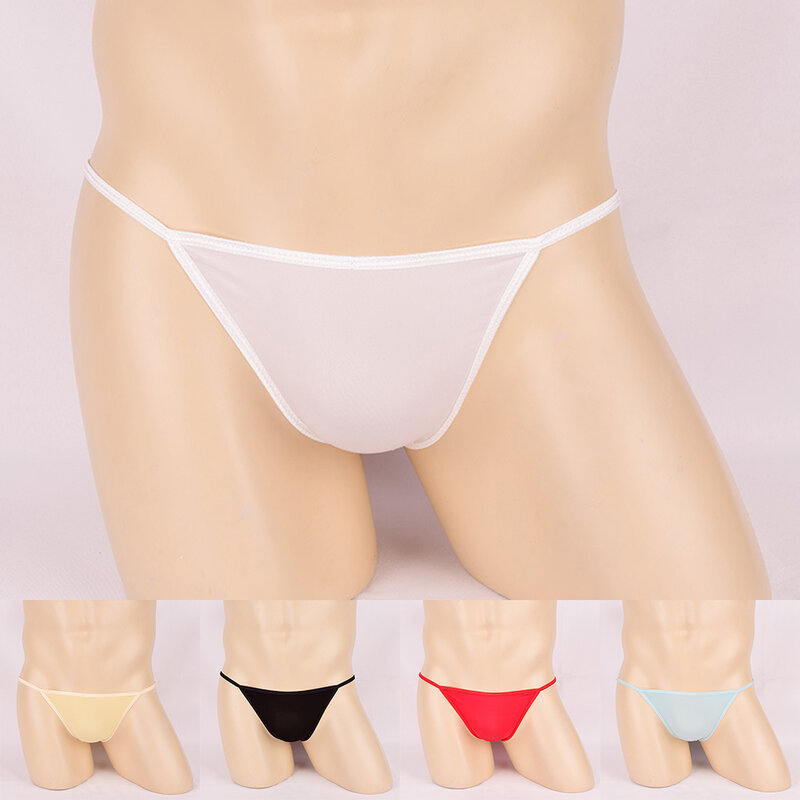 Men Sexy Ice Silk Briefs Bikini Underwear Man Low Rise Underpants Seamless Panties Breathable Lingerie Soft Elastic Thongs Panty