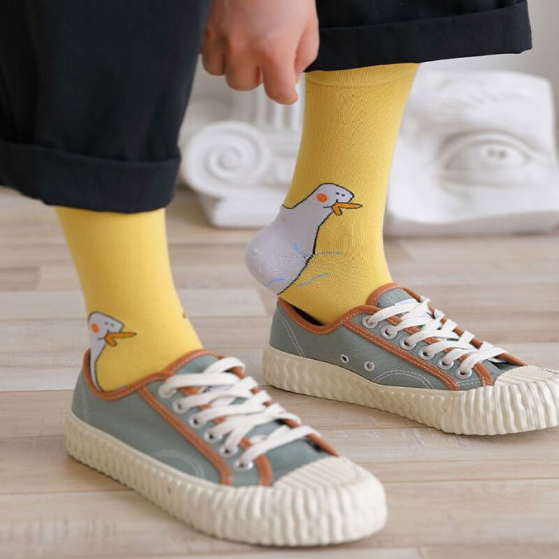 Kaus kaki kepala angsa lucu kaus kaki katun kasual hewan untuk wanita kaus kaki mode lucu