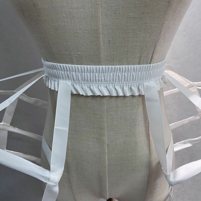 Casamento nupcial crinoline underskirt feminino meninas cintura elástica ajustável pannier petticoat 3 hoop gaiola saia