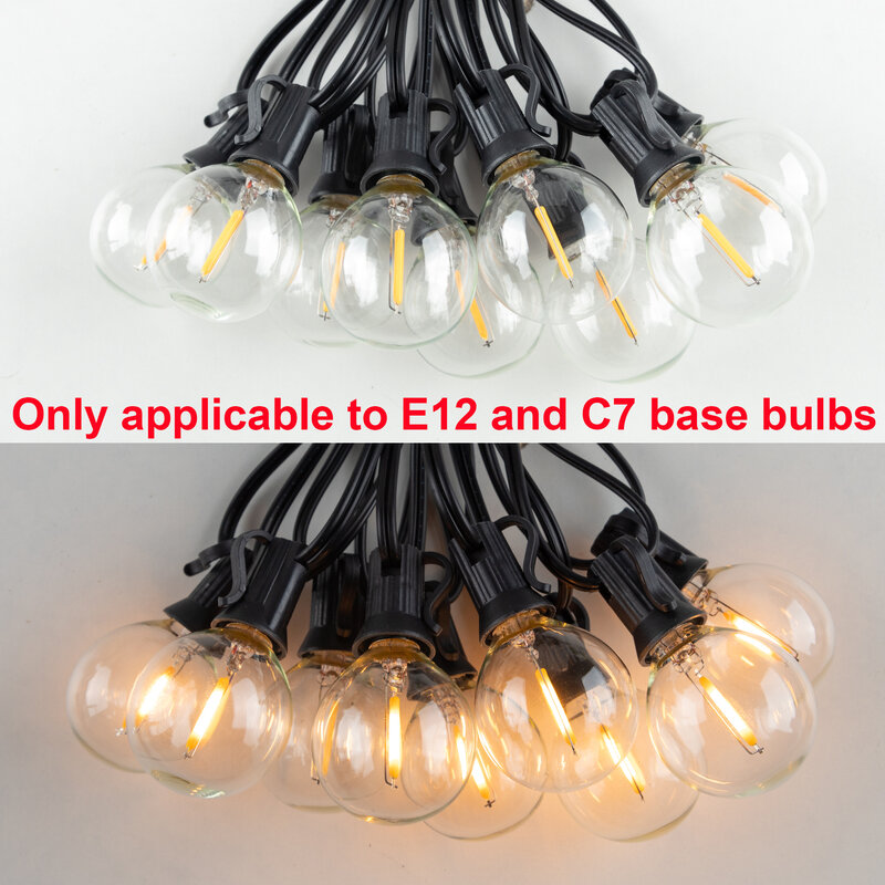 String Light E12 Sockets C7 Base Electric Cable EU 220V US 110V Lamp Hold Connectable Waterproof  Wedding Christmas Decoration