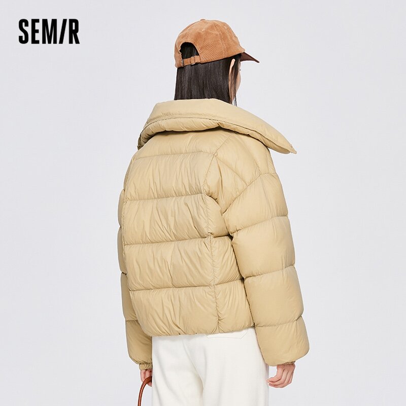 Semir เสื้อแจ็คเก็ตผู้หญิงคอปกสีทึบหลวมเสื้อผ้าผู้หญิง2022ฤดูหนาวใหม่สามสั้น Relaxed อบอุ่น