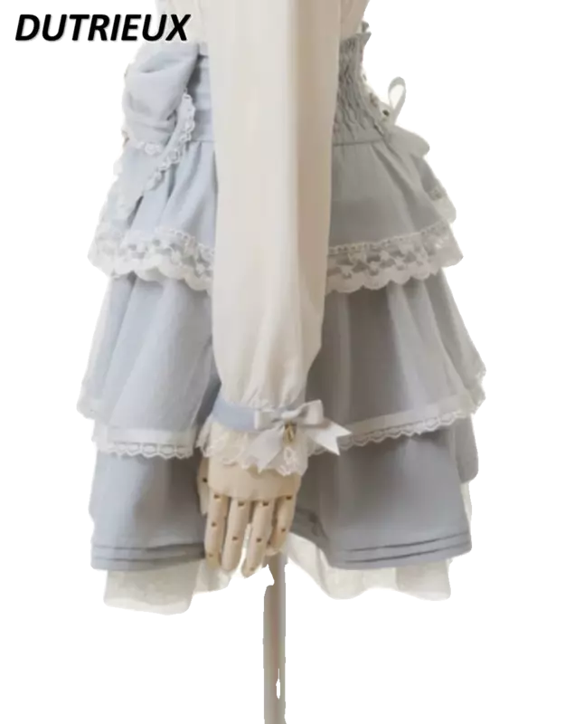 Милая универсальная Короткая юбка для девочек с высокой талией, осенняя трапециевидная юбка в японском стиле шахты с большим бантом на шнуровке Rojita для женщин