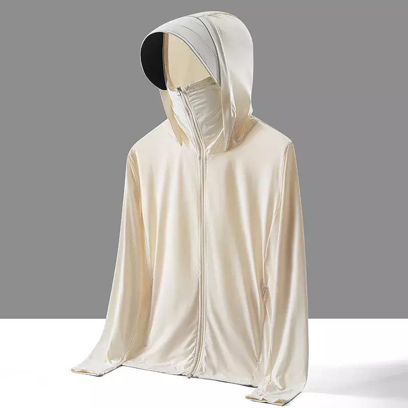 Uv 재킷 Uf 50 + 캐주얼 아이스 실크 통기성 분리형 브림 코트, 낚시 라이딩, 초경량 스킨 바람막이 남성용 재킷, 여름