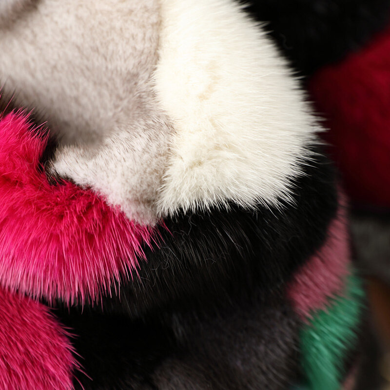 ธรรมชาติ Mink Fur Real เสื้อสไตล์สั้นของผู้หญิง Outerwear แจ็คเก็ต Fox Fur Collar 2023ใหม่ Hooded เสื้อผ้าสตรี