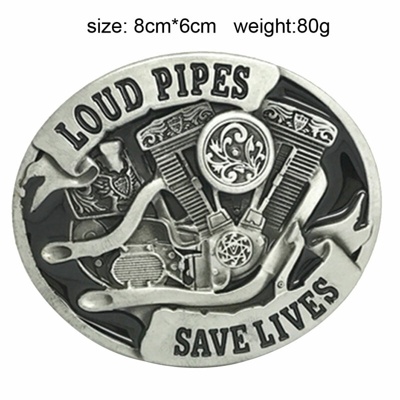 Cheapify Dropshipping Oval West Cowboy Loud Pipes Save Lives Metal Man Belt Buckle 40mm