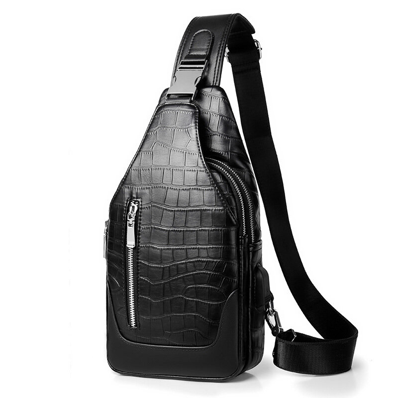 2023 New Fashion Men Waist Packs Male Casual Chest Pack High Quality Boy Brand Design Pu Leather Chest Package Shoulder Bags