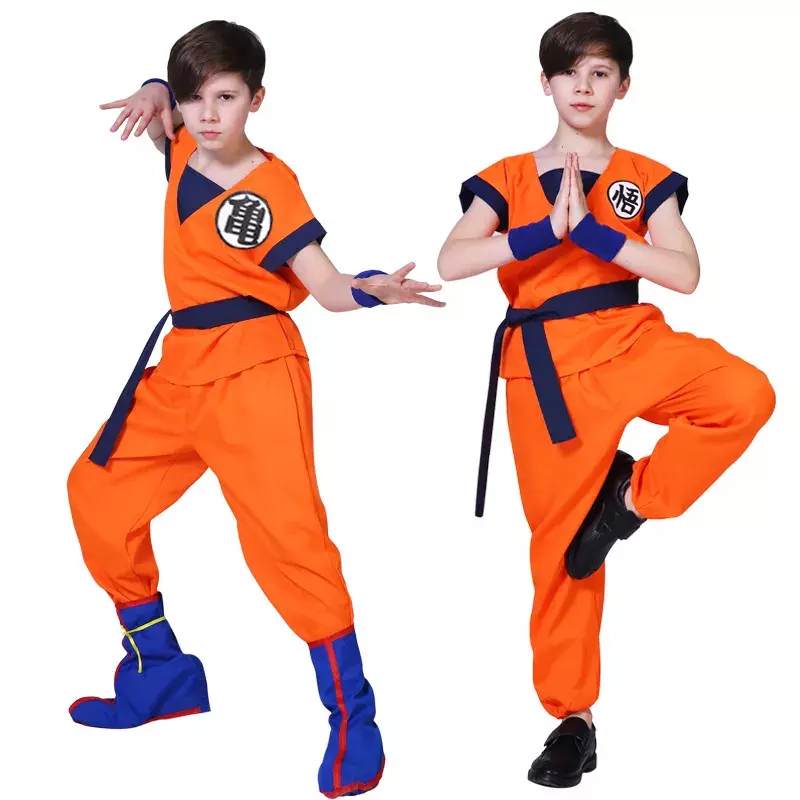 Cosplay Anime Kinderen Volwassen Zoon Goku Kostuum Anime Cosplay Held Uniform Pruik Carnaval Nieuwe Halloween Kostuum Voor Man Vrouw