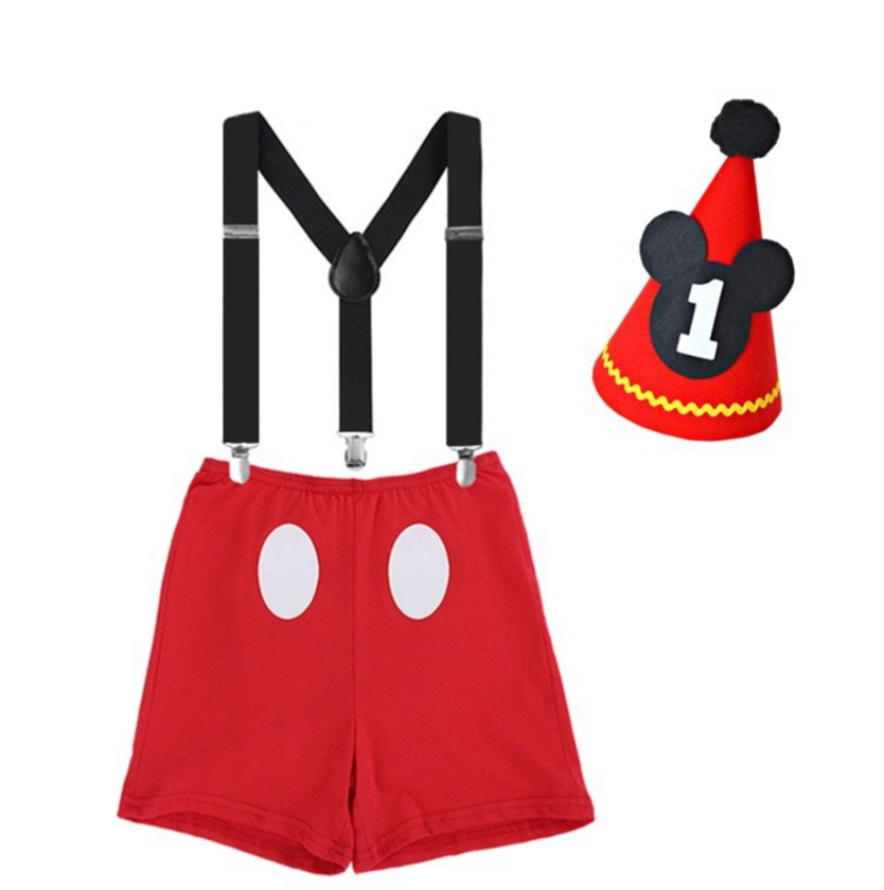 Baby Boy Clothes Cake Smash Mickey Theme 3pcs Outfits for First Birthday Party Themed Party Photography Props Ceremony Playwear