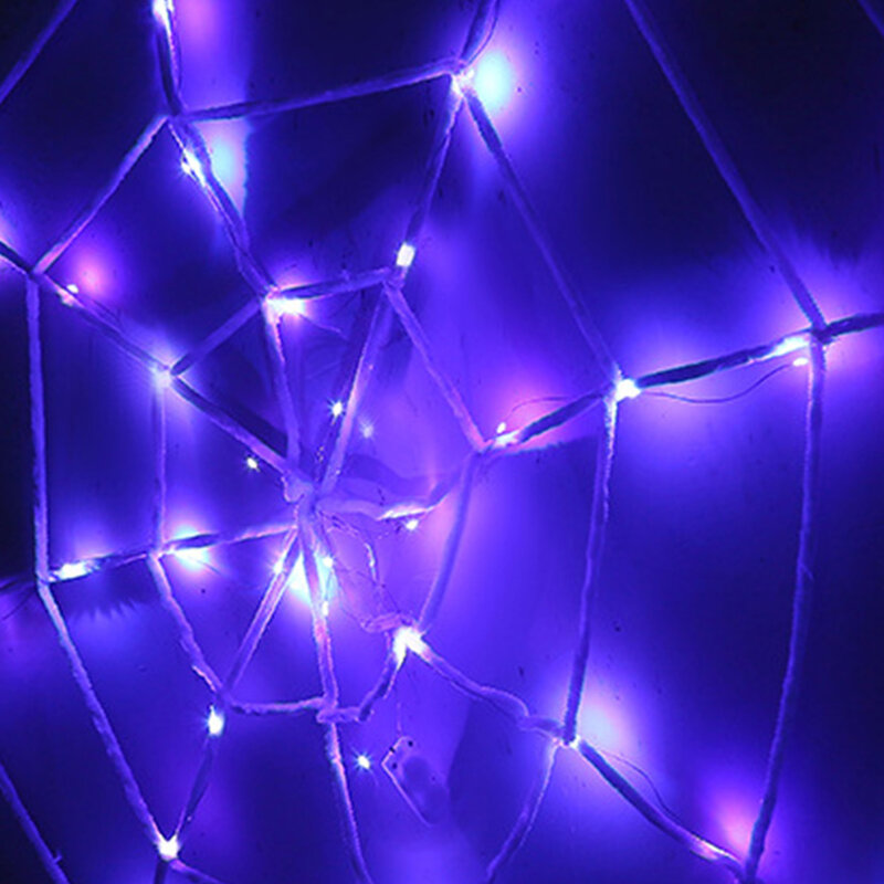 Lampu LED Web laba-laba Halloween realistis, lampu Web laba-laba gaya Gotik untuk perlengkapan pesta Halloween