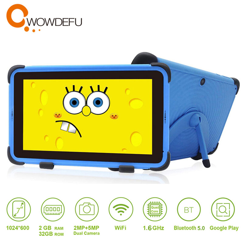 Cwowdefu 7 " crianças tablet android 11 2 gb 32 gb quad core wifi 3000 mah Google play Crianças comprimidos para crianças com crianças-Caso À Prova de Presente Educacional Q70