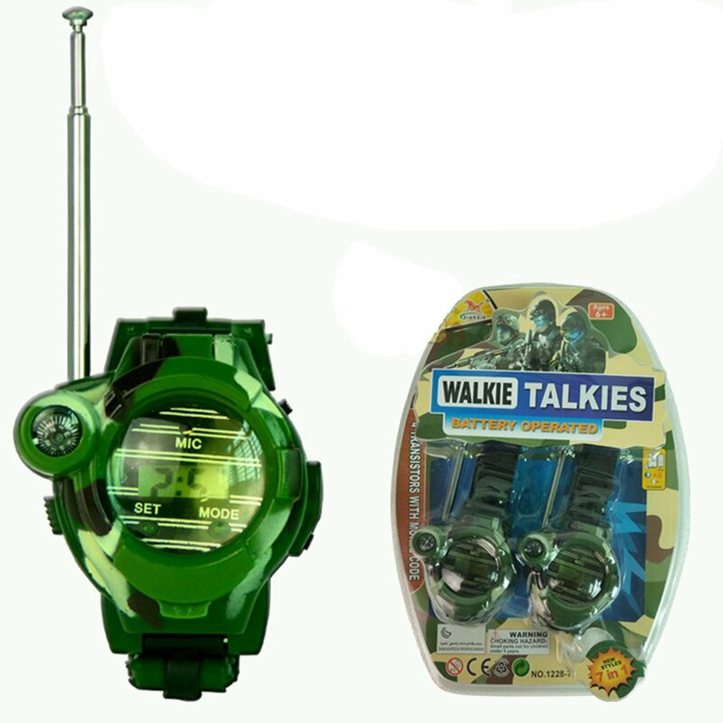 2pcs Walkie Talkies Watches Toys For Kids 7 In 1 Camouflage 2 Way Radios Mini Walky Talky Interphone Clock Children Toy