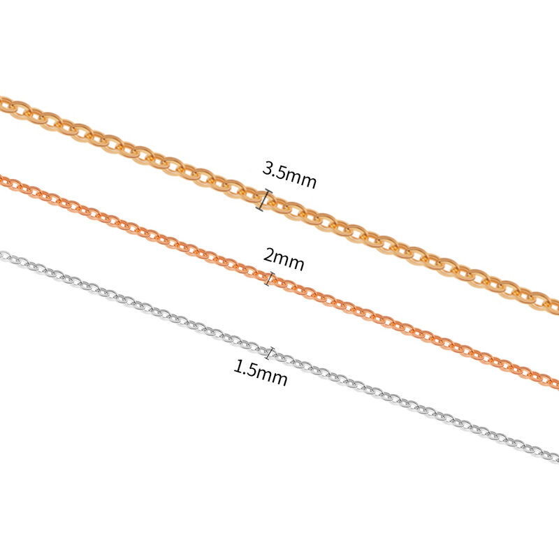 10 metri all'ingrosso catena in acciaio inossidabile 1.5mm 2mm 2.5mm 3.5mm di spessore O catena a forma di collana catene accessori per la creazione di gioielli