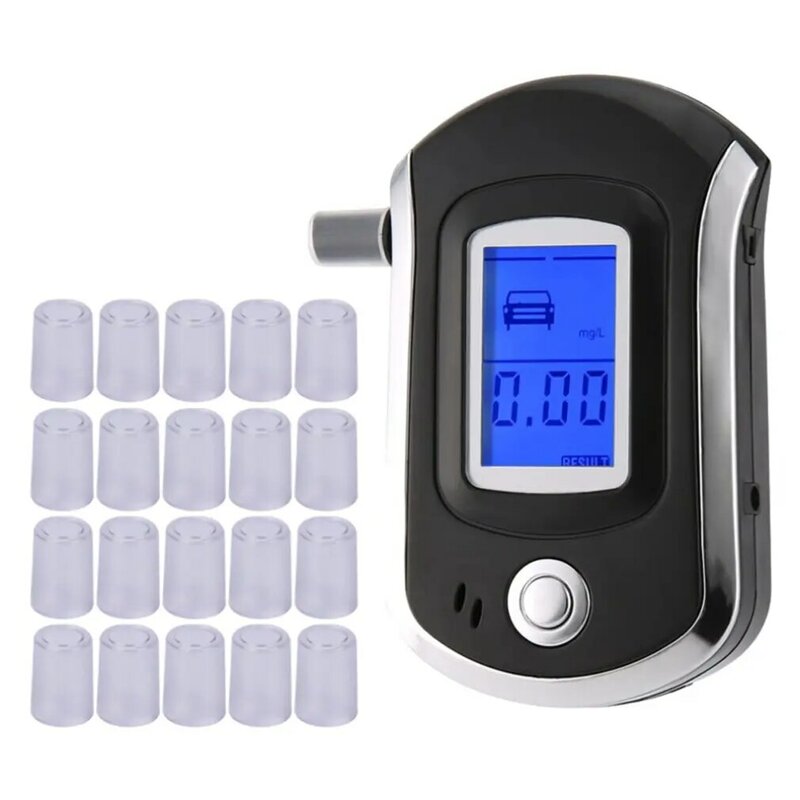 Digital LCD Display Breath Alcohol Tester Analyzer With 5 Mouthpiece High Sensitivity Professional Quick Response Breathalyzer