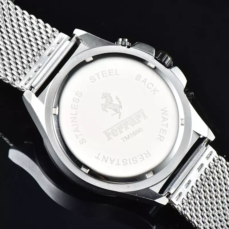 Reloj con correa de malla de acero inoxidable para hombre, cronógrafo clásico de negocios, con fecha automática, a la moda, marca Original AAA