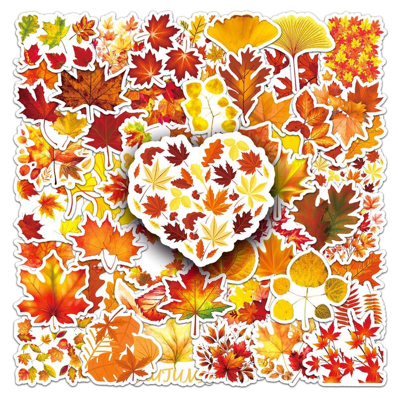 50 buah stiker grafiti seri daun musim gugur cocok untuk helm Laptop Dekorasi Desktop mainan stiker DIY grosir