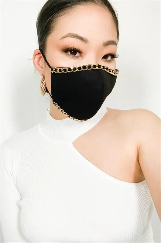 New Women Luxury Jewelry Black Mouth Mask Glitter Rhinestone Faux Pearl Splice Embellished Dustproof Club Party Face Cover